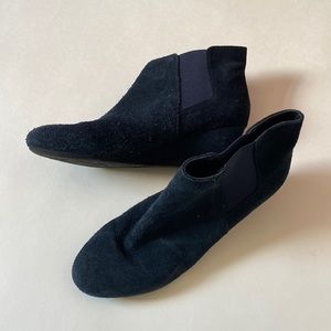 Nine West Lillian Blue Suede Leather Wedge Slip Ons